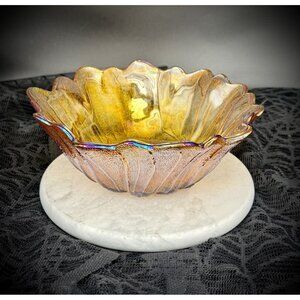 vintage Indiana Glass Company Marigold/Amber Carnival Glass Sunflower Bowl